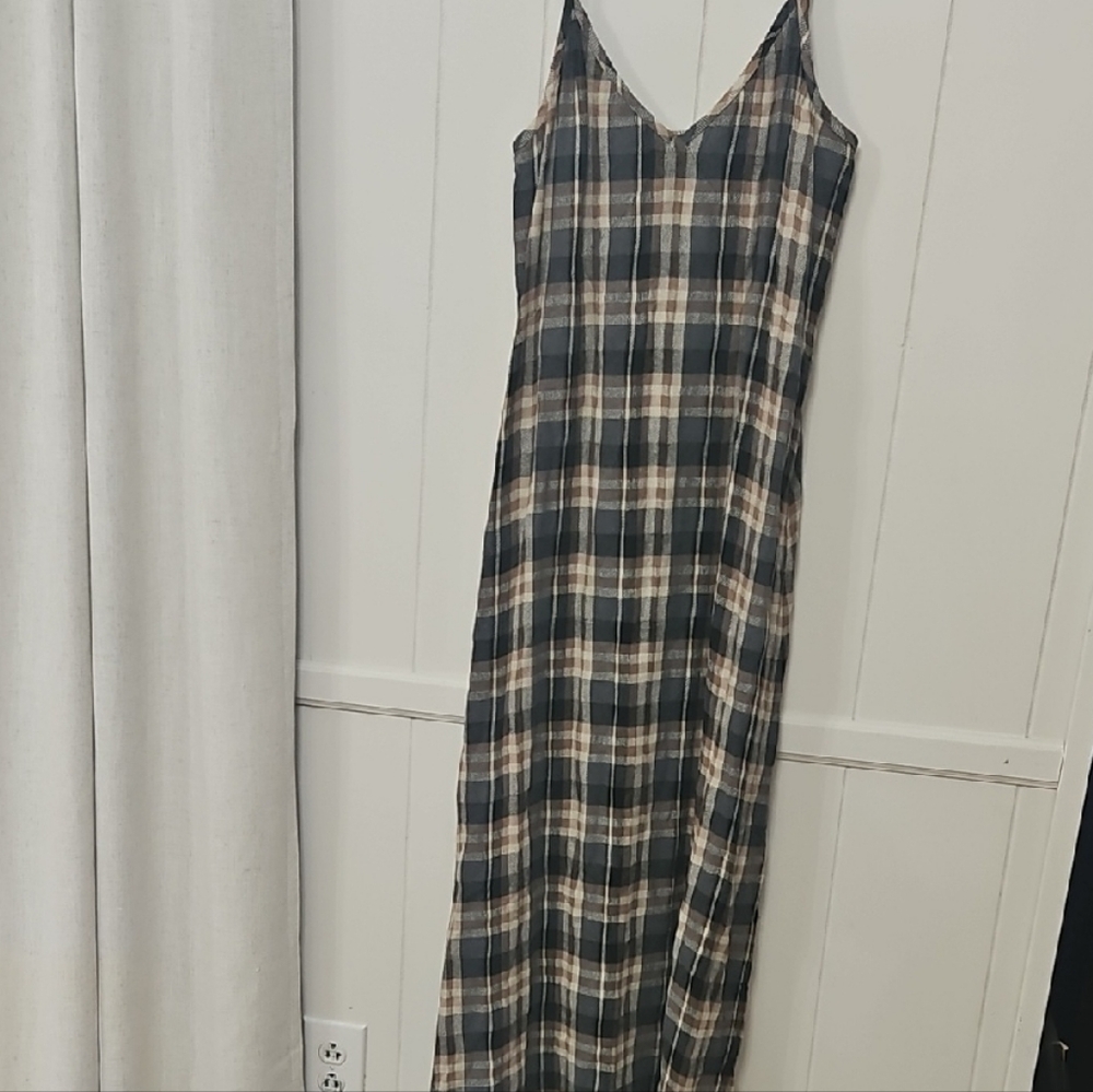 Jenni Kayne Checkered Midi Dress in Black and Cream